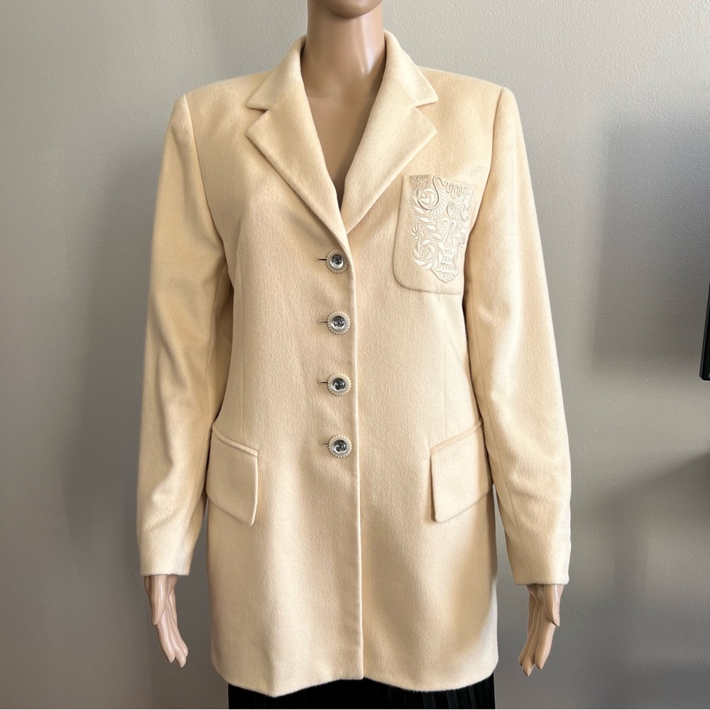 Escada Vintage Wool Blend Tailored Fit Blazer Light Yellow Size 36